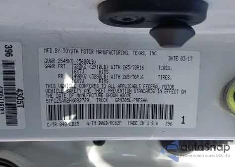 2017 Toyota Tacoma Trd Pro from USA, damaged, VIN 5TFCZ5AN2HX082729